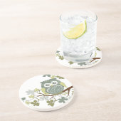 En Grès Dessous de verre de hibou d'arbre de polka (Côté)