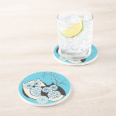 En Grès Dessous de verre de hiboux d'hiver (Côté)