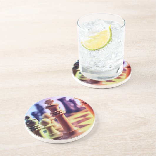 En Grès Dessous de verre de jeu d'échecs (Côté)