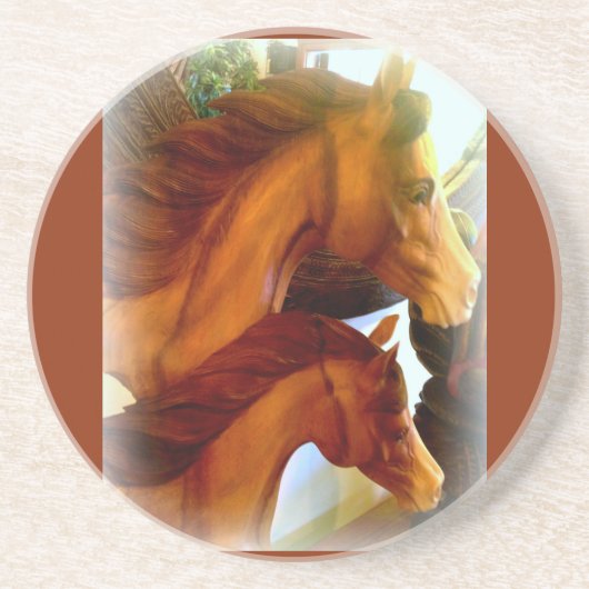 En Grès dessous de verre de jument et de poney (Devant)