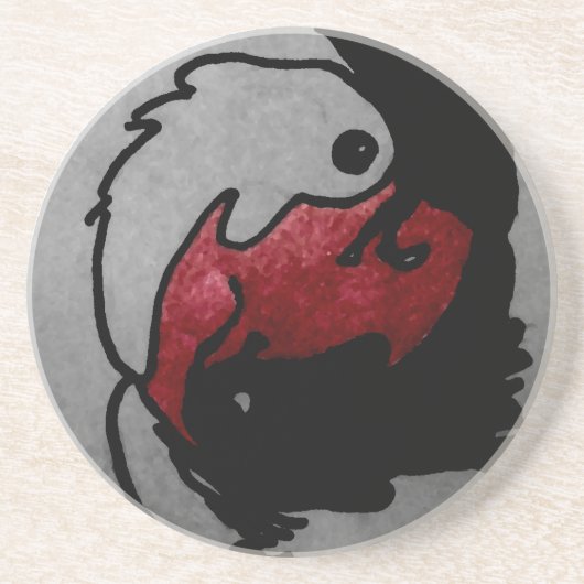 En Grès Dessous de verre de Koi Ying-Yang de Japonais (Devant)