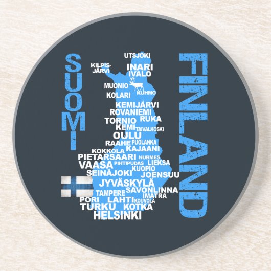 En Grès DESSOUS DE VERRE de la carte FINLANDE (Devant)