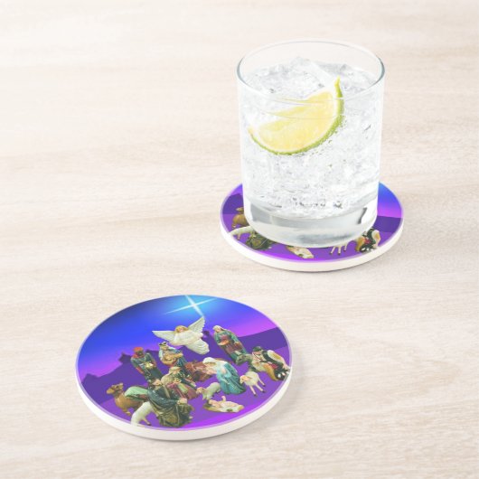 En Grès Dessous de verre de la crèche de Noël (Côté)