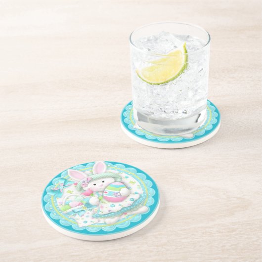 En Grès Dessous de verre de la fête du printemps de Bunny (Côté)