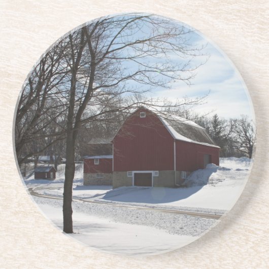 En Grès Dessous de verre de la grange d'hiver (Devant)