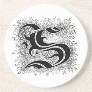 En Grès Dessous de verre de la lettre S de calligraphie