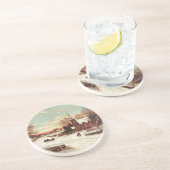 En Grès Dessous de verre de la scène hivernale de Noël (Côté)