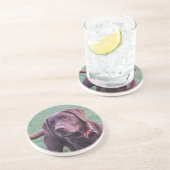 En Grès Dessous de verre de Labrador de chocolat (Côté)