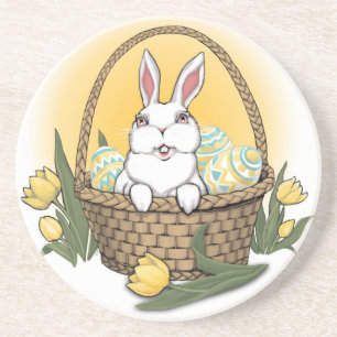 En Grès Dessous de verre de lapin de Pâques Festive Décora