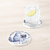 En Grès Dessous de verre de lecteur de chat bleu (Côté)