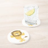 En Grès Dessous de verre de lion caricaturé très fort (Côté)