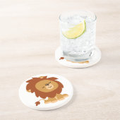 En Grès Dessous de verre de Lion Cartoon Paisible (Côté)