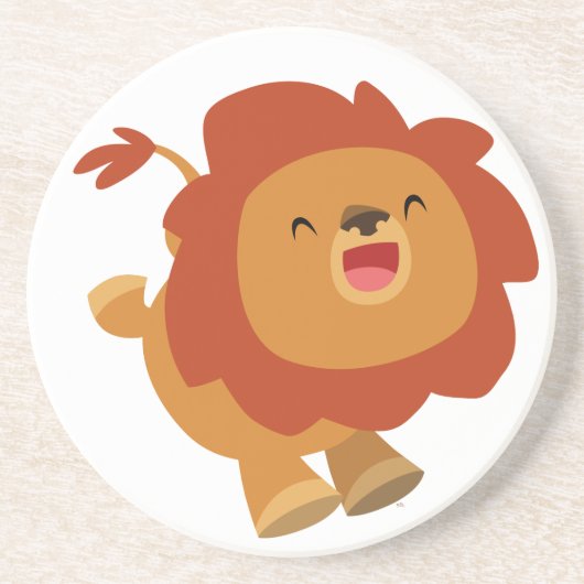 En Grès Dessous de verre de Lion de dessin animé mignon (Devant)