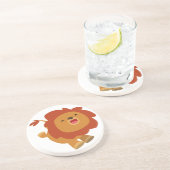 En Grès Dessous de verre de Lion de dessin animé mignon (Côté)