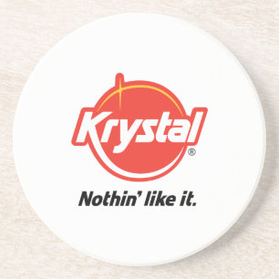 En Grès Dessous de verre de logo de Krystal dans le blanc