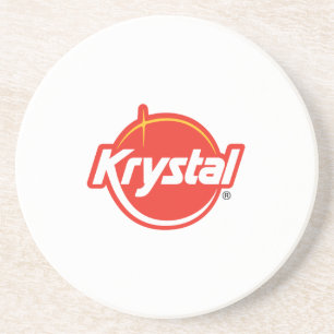 En Grès Dessous de verre de logo de Krystal dans le blanc