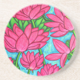 En Grès Dessous de verre de Lotus rose par Lisa Lorenz