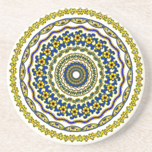 En Grès dessous de verre de mandala de méditation d'art