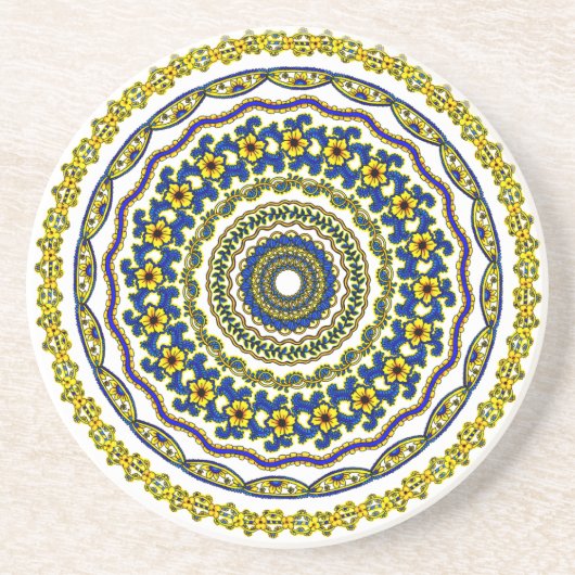 En Grès dessous de verre de mandala de méditation d'art (Devant)