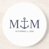 En Grès Dessous de verre de Mariage Ancre bleu marine (Devant)