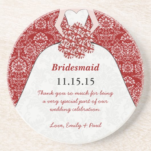En Grès Dessous de verre de Mariage de Bridesmaid (Devant)