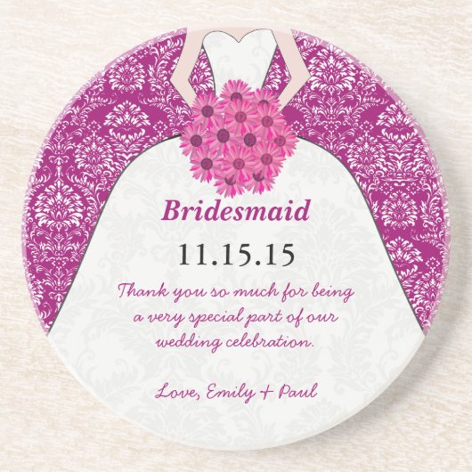 En Grès Dessous de verre de Mariage de Bridesmaid (Devant)