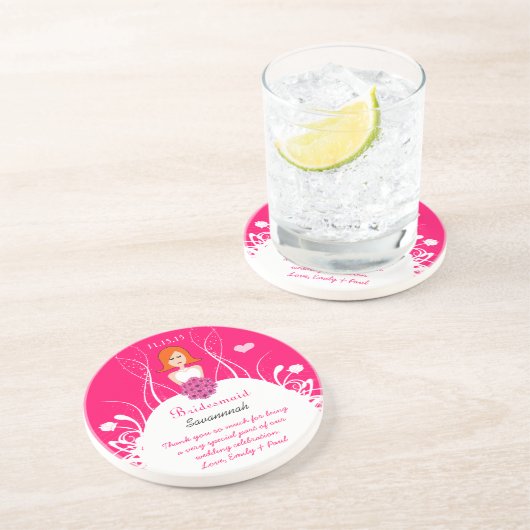 En Grès Dessous de verre de Mariage de Red Head Bridesmaid (Côté)