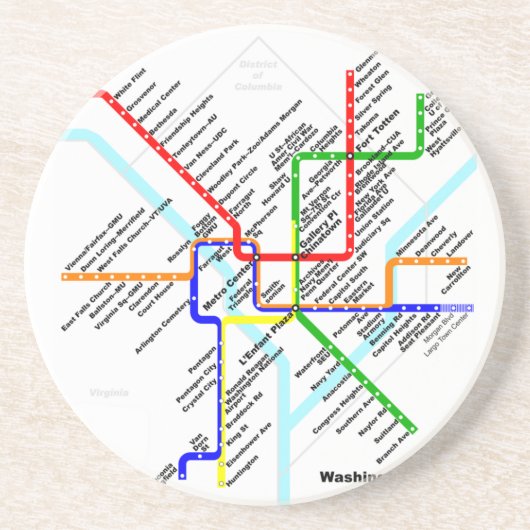 En Grès Dessous de verre de métro de DC de Washington (Devant)