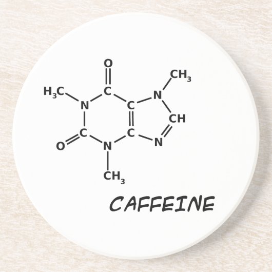 En Grès Dessous de verre de molécule de caféine (Devant)
