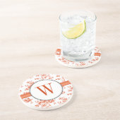 En Grès Dessous de verre de monogramme de roses rouges de (Côté)