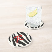 En Grès Dessous de verre de monogramme de zèbre (Côté)
