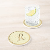En Grès Dessous de verre de monogramme - lettre R (Côté)