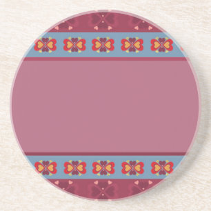 En Grès Dessous de verre de Motif Folk Heart