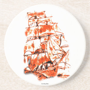 En Grès Dessous de verre de navire à voile