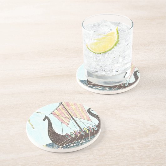 EN GRÈS DESSOUS DE VERRE DE NAVIRE VIKING (Côté)