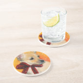 En Grès Dessous de verre de neige du chiot de Noël (Côté)