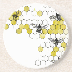 En Grès Dessous de verre de nid d'abeilles d'abeille de