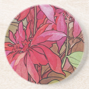 En Grès Dessous de verre de Noël de poinsettias d'Alphons