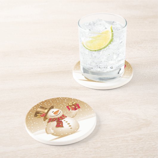 En Grès Dessous de verre de Noël Snowman (Côté)