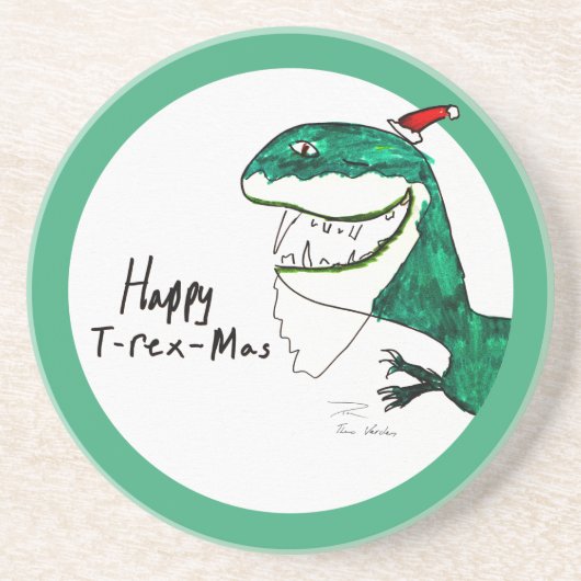 En Grès Dessous de verre de Noël T-Rex-Mas (Devant)
