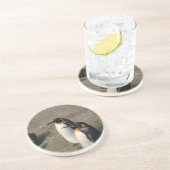 En Grès Dessous de verre de paires de pingouin (Côté)