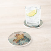 En Grès Dessous de verre de Pâques Oeufs Bleus et poulets (Côté)