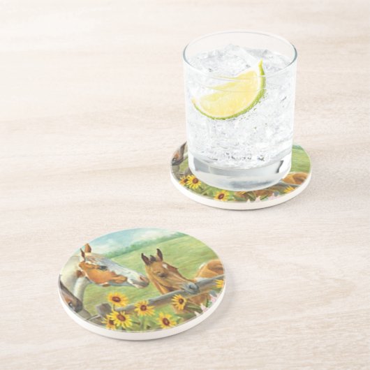 En Grès Dessous de verre de peinture à cheval (Côté)