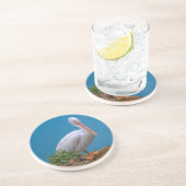 En Grès Dessous de verre de pélican blanc (Côté)