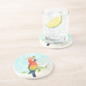 En Grès Dessous de verre de perroquets de plage tropicale (Côté)