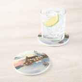 En Grès Dessous de verre de phare de coucher du soleil (Côté)