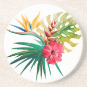 En Grès Dessous de verre de pierre à fleurs tropicales (Devant)