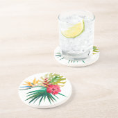 En Grès Dessous de verre de pierre à fleurs tropicales (Côté)