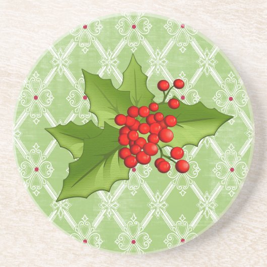 En Grès Dessous de verre de pierre de damassé de Chrismtas (Devant)