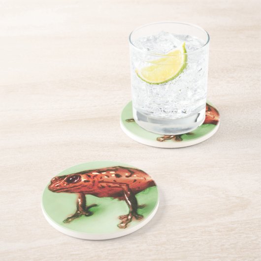 En Grès Dessous de verre de pierre de sable de grenouille  (Côté)